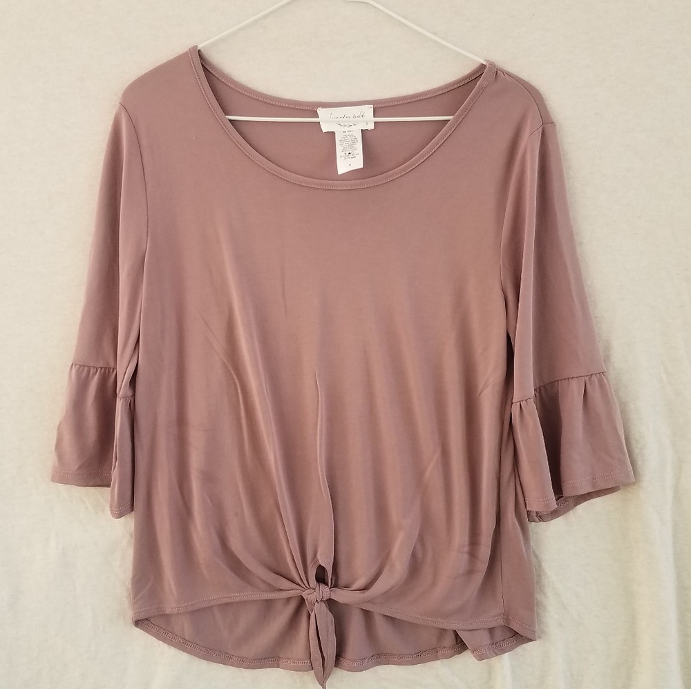 Lavender Field, Lavender Bell Sleeve Tie Front Top